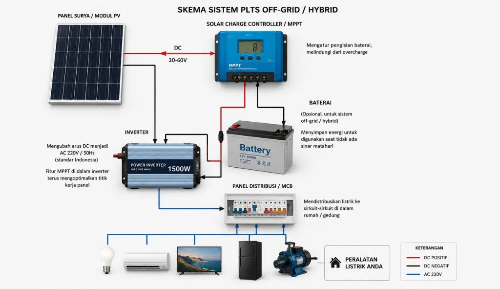 skema cara kerja panel surya